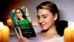 Woman reading a book in the bath